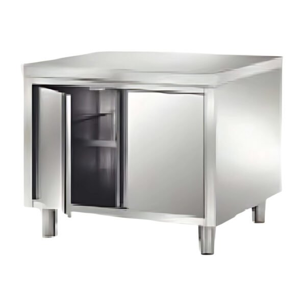 2 Door Stainless Steel Base Cabinet with Top for Commercial Kitchen```