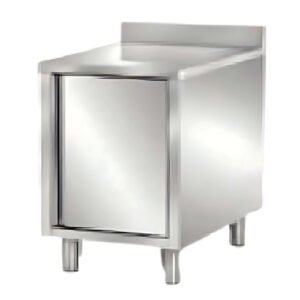 Stainless steel 1-door base cabinet with backsplash for commercial kitchen