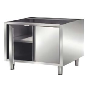 Stainless steel 2-door base cabinet without top for commercial kitchen