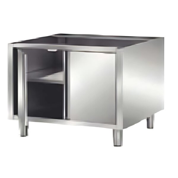 Stainless steel 2-door base cabinet without top for commercial kitchen