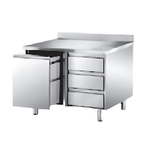 Stainless Steel Base Cabinet with Pull-Out Drawer and 3 Side Drawers for Commercial Kitchen