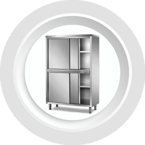 Stainless steel storage shelves for commercial kitchens
