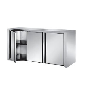 Stainless Steel Wall Cabinet with 3 Hinged Doors for Commercial Kitchen Storage