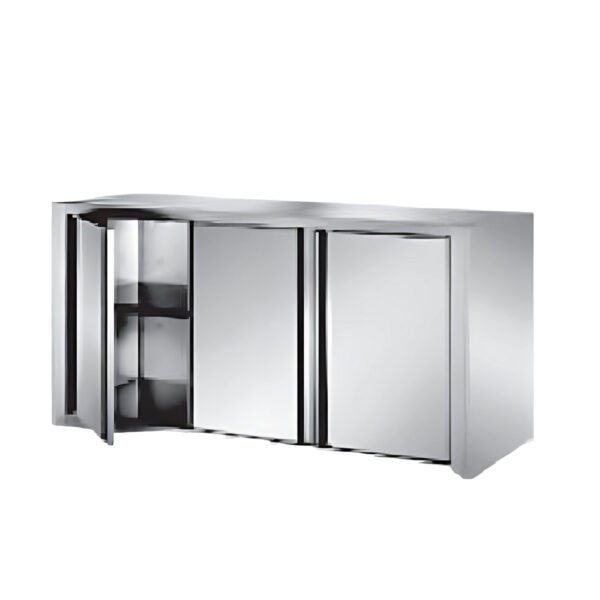 Stainless Steel Wall Cabinet with 3 Hinged Doors for Commercial Kitchen Storage